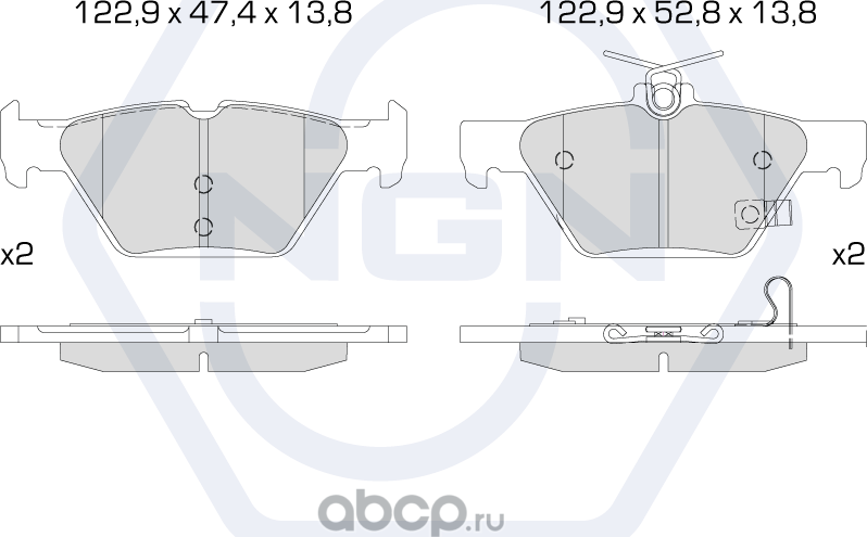 Колодки тормозные керамические, задние (NGN). Артикул 3502514