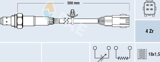 Лямбда-зонд (кислородный датчик) FAE. Артикул 77699