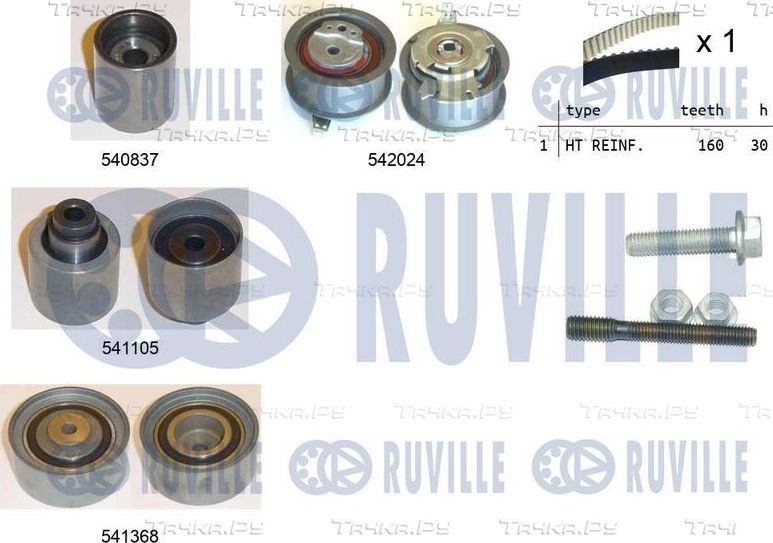 Ремень ГРМ с роликами (комплект) Ruville для Volkswagen Golf Plus I 2005-2013. Артикул 550305