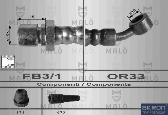 Тормозной шланг Malò передний для Daewoo Nubira I 1997-2003. Артикул 80013