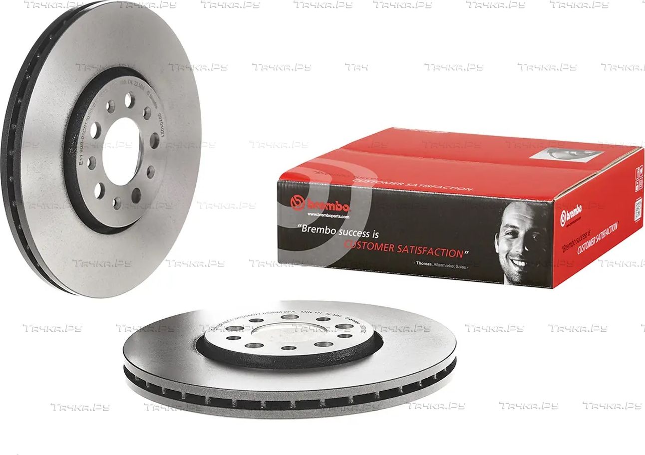 Тормозной диск Brembo PRIME LINE - UV Coated передний для SEAT Ibiza IV 2008-2017. Артикул 09.7010.21
