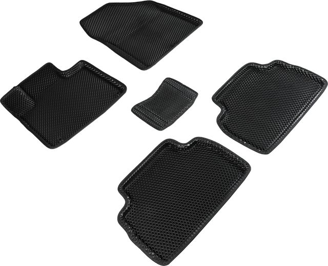 Коврики Seintex 3D EVA Ромб для салона Hyundai Santa Fe IV 5мест 2018-2020 ЧЕРНЫЕ. Артикул 95289