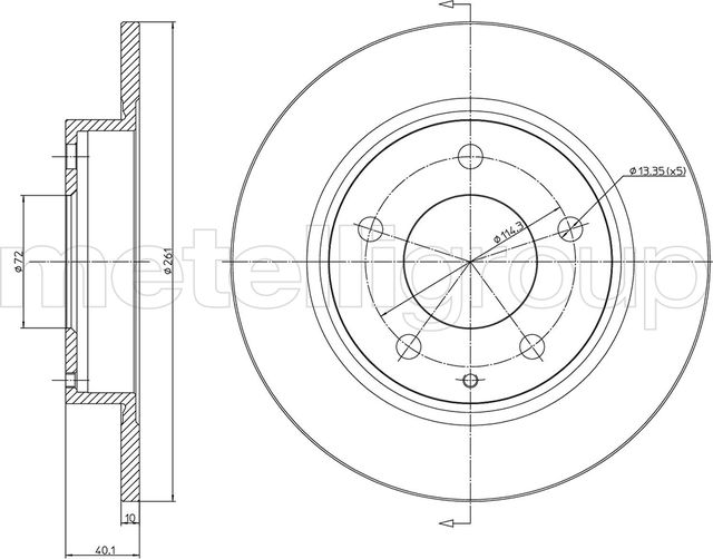 Тормозной диск Metelli задний для Mazda Xedos 6 1992-1999. Артикул 23-0786