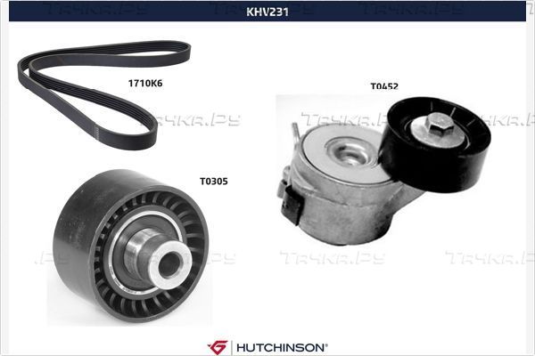 Приводной ремень поликлиновой с роликами (комплект) Hutchinson. Артикул KHV 231