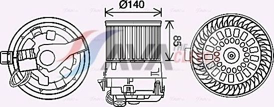 Вентилятор, мотор печки (отопителя) салона AVA для Peugeot 2008 I 2013-2026. Артикул PE8558