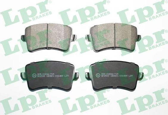 Тормозные колодки LPR задние для Audi A4 IV (B8) 2007-2015. Артикул 05P1489
