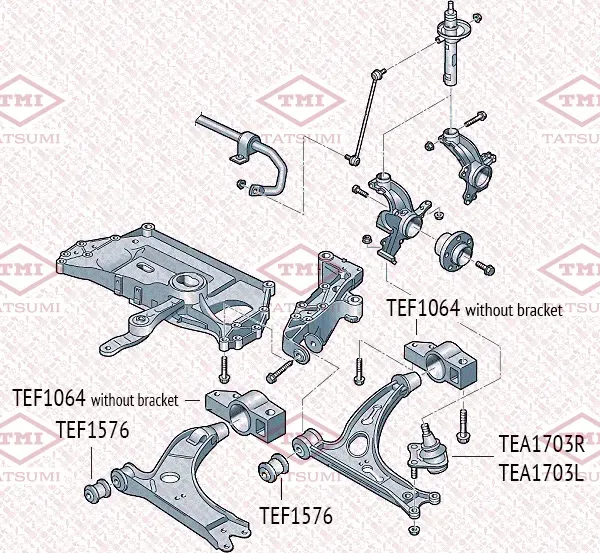 Сайлентблок переднего рычага задний без кронштейна (Tatsumi). Артикул TEF1064