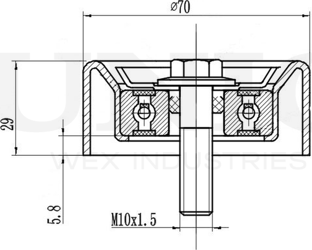Ролик поликлинового ремня направляющий (Unio). Артикул TNS-10034