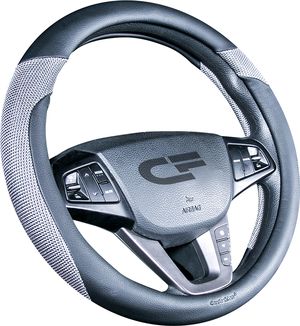 Оплётка на руль CarFashion Urban (размер M, экокожа, цвет ЧЕРНЫЙ/СЕРЫЙ). Артикул 31407