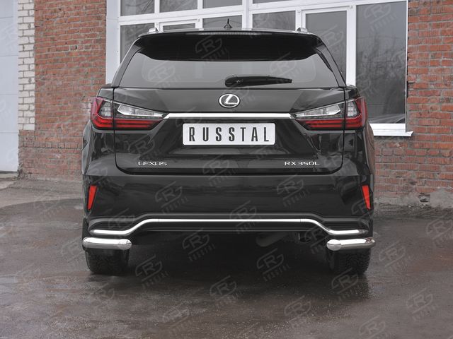 Защита RusStal заднего бампера уголки d63 секции для Lexus RX 350L (кроме F-Sport) 2018-2026. Артикул LRX3Z-003229