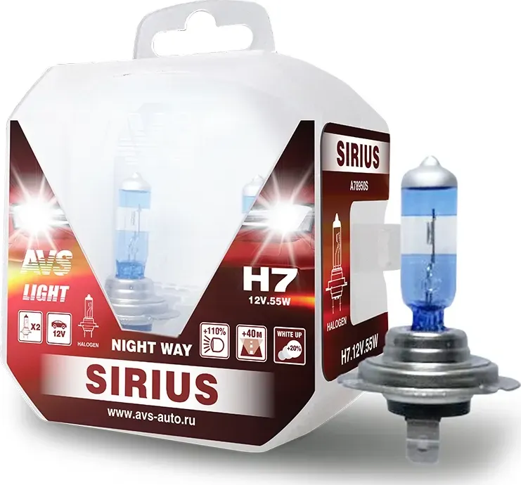Лампа 12V H7 PX26d 55W бокс (2шт.) Sirius AVS. Артикул A78950S