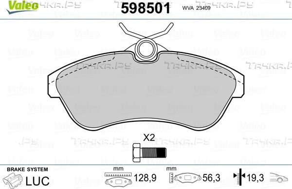 Тормозные колодки Valeo передние для Citroen C3 I 2002-2011. Артикул 598501