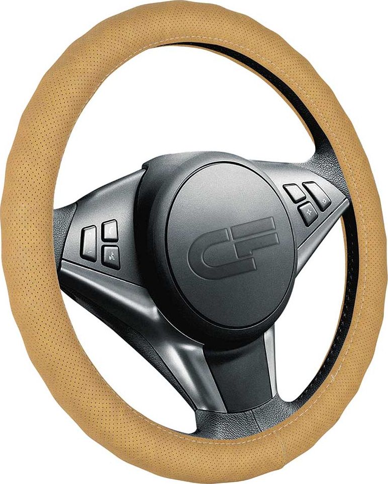 Оплётка на руль CarFashion Eco (размер M, экокожа, цвет БЕЖЕВЫЙ). Артикул 31140
