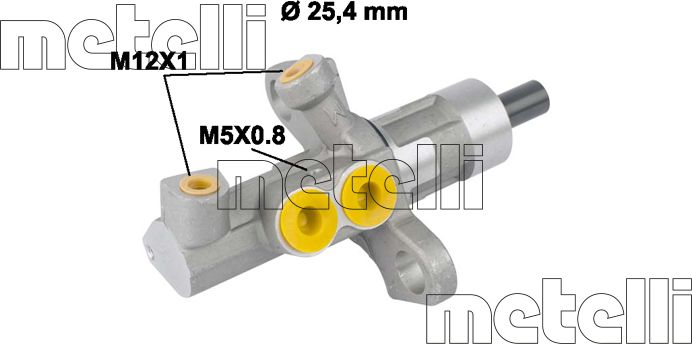 Тормозной цилиндр главный Metelli (алюминий). Артикул 05-0811