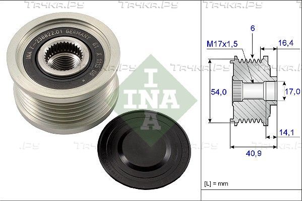 Муфта генератора обгонная Ina для Fiat Ducato III 2011-2026. Артикул 535 0112 10