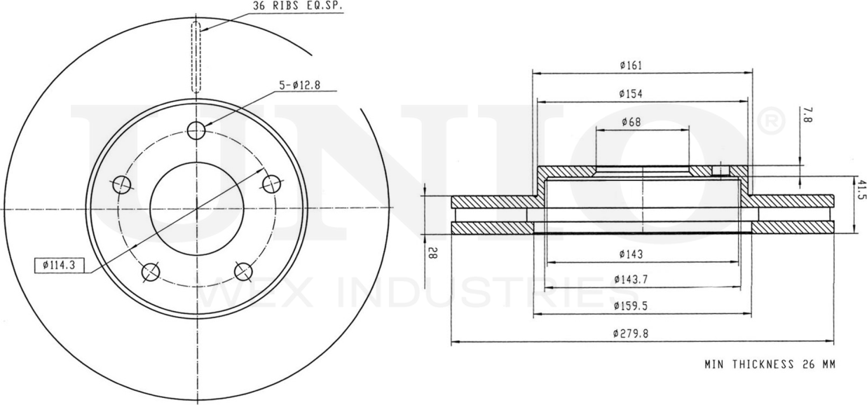Диск тормозной (Unio). Артикул BRD-20092