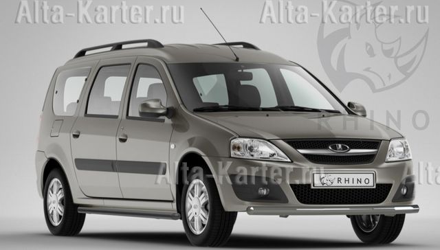 Защита RusStal переднего бампера d63 (секции) для Lada Largus 2012-2026. Артикул LLZBR-002153SER