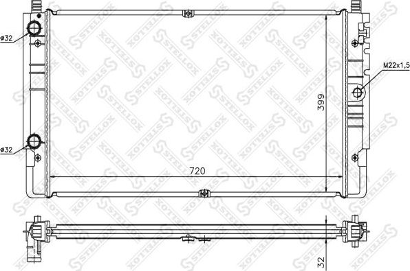 Радиатор охлаждения двигателя Stellox для Volkswagen Transporter T4 1990-2003. Артикул 10-26422-SX