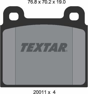 Тормозные колодки Textar передние для Volkswagen Transporter T3 1979-1986. Артикул 2001104