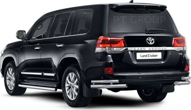 Защита PT Group заднего бампера двойная угловая d63/51 (НПС) для Toyota Land Cruiser 200 рестайлинг 2015-2021. Артикул TLC220101