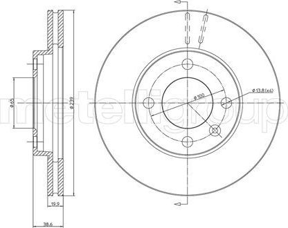 Тормозной диск Metelli передний для Fiat Doblo II 2010-2026. Артикул 23-0183C