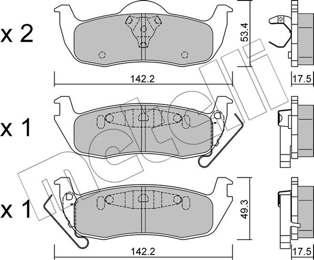 Тормозные колодки Metelli задние для Jeep Commander XK, XH 2005-2010. Артикул 22-0720-0