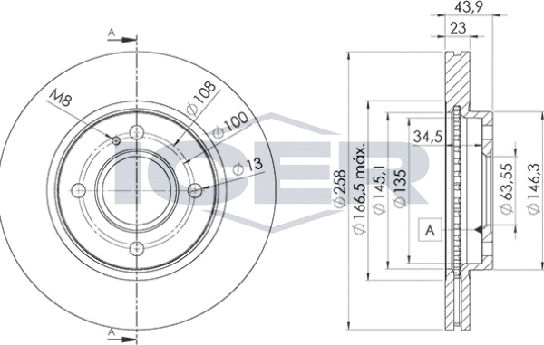 Тормозной диск Icer передний для Ford Fiesta VI 2008-2019. Артикул 78BD5636-2