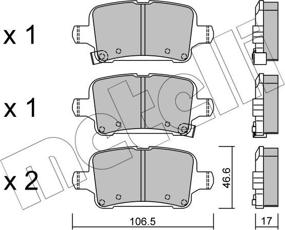 Тормозные колодки Metelli задние для Opel Astra K 2015-2026. Артикул 22-1116-0