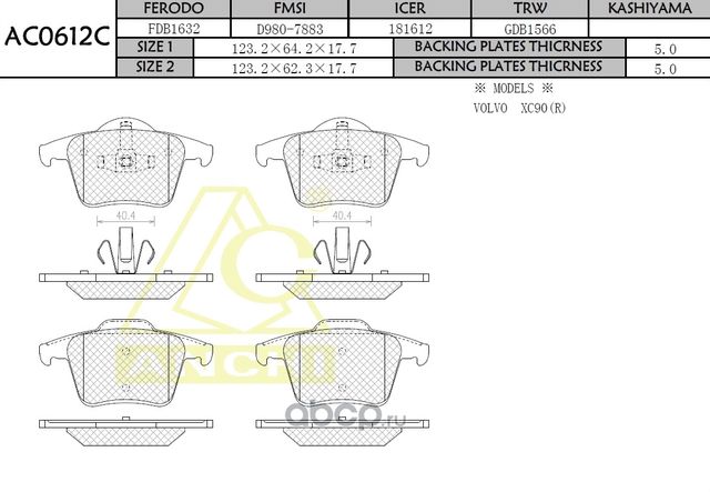 Тормозные колодки ANCHI AC0612C Anchi. Артикул AC0612C