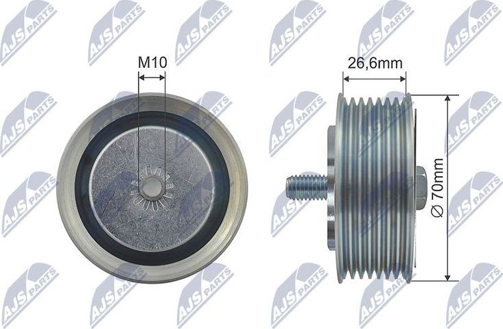 Направляющий (ведущий) ролик приводного поликлинового ремня NTY. Артикул RNK-NS-034