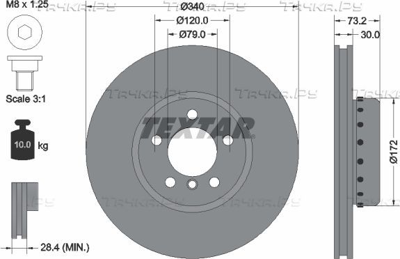 Тормозной диск Textar Pro+ передний для BMW 1 III (F40) 2011-2026. Артикул 92264925