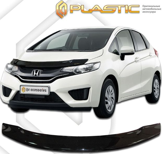 Дефлектор СА Пластик для капота (Classic черный) Honda Fit III 2013–2020. Артикул 2010010110482