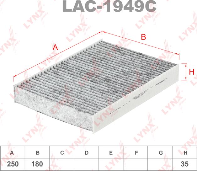 Салонный фильтр LYNXauto. Артикул LAC-1949C