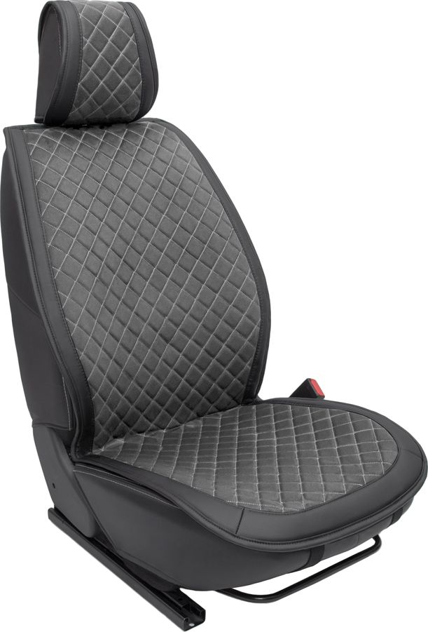 Накидки универсальные Rezkon Алькантара на передние сидения, цвет Серый/Серый ромб. Артикул 8103151220