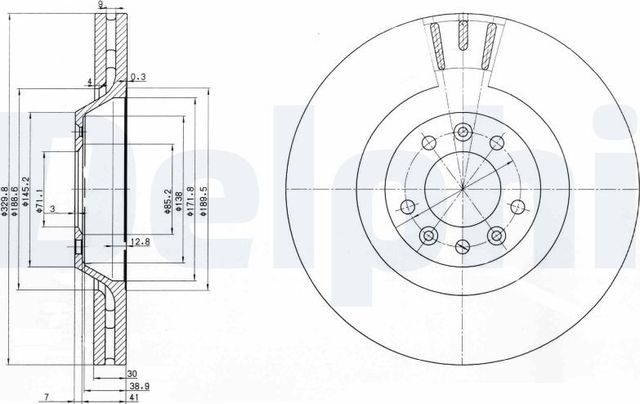 Тормозной диск Delphi передний для Citroen C6 2005-2012. Артикул BG9844