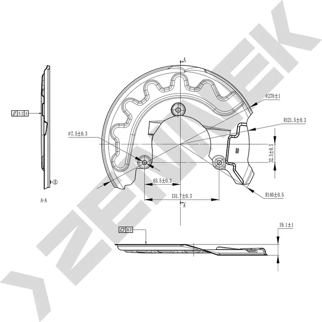 Защита тормозного диска передняя правая SKODA  RAPID 13>, FABIA 15> VW POLO (SED (Zennek). Артикул DCD0161