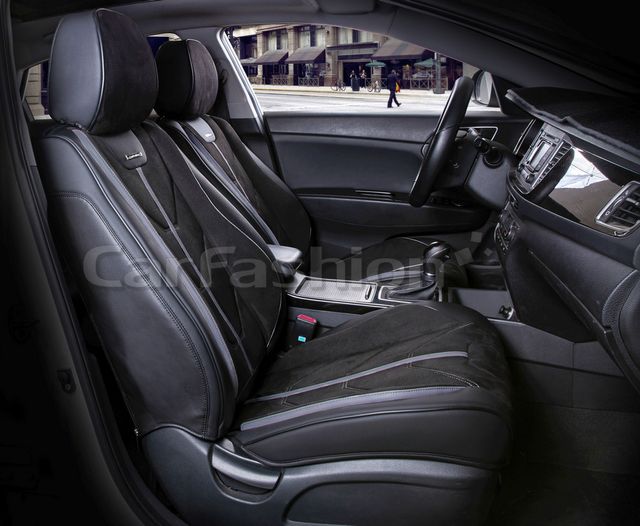 Чехлы универсальные каркасные CarFashion 5D Start на передние сидения авто, цвет Черный/Черный/Темно-серый. Артикул 21067