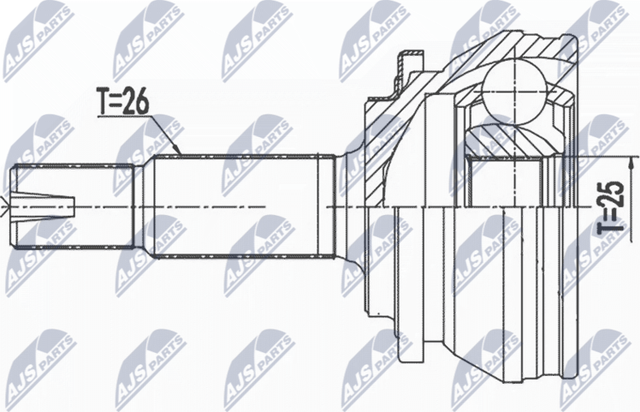 Шрус наружный (граната) NTY передний для Lexus CT I 2011-2018. Артикул NPZ-TY-013
