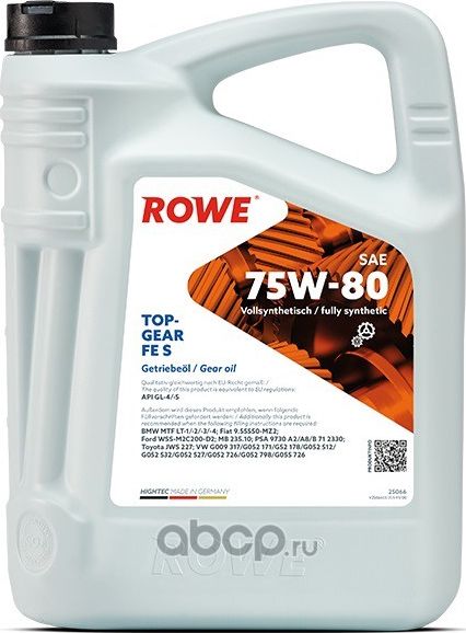 Трансмиссионное масло HIGHTEC TOPGEAR FE SAE 75W-80 S 5L (Rowe). Артикул 25066005099