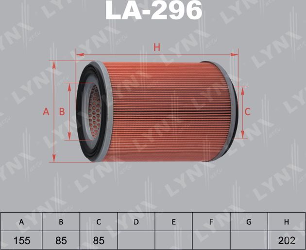 Воздушный фильтр LYNXauto для Nissan Vanette II 1986-1995. Артикул LA-296