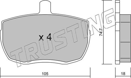 Тормозные колодки Trusting передние для IVECO Daily I 1978-1981. Артикул 018.0