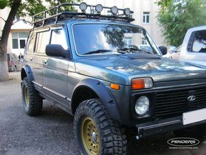 Расширители колесных арок Fenders (под нерезанные арки колёс) для ВАЗ Нива 2121, 4x4 5-дв. 1977-2026. Артикул ТКН-2131С
