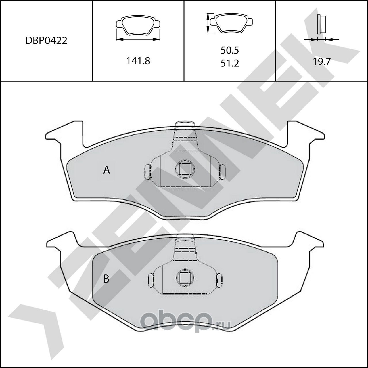 Колодки тормозные передние CORDOBA 93-02, GOLF 91-99, POLO 94-03, VENTO 92-98 (Zennek). Артикул DBP0422
