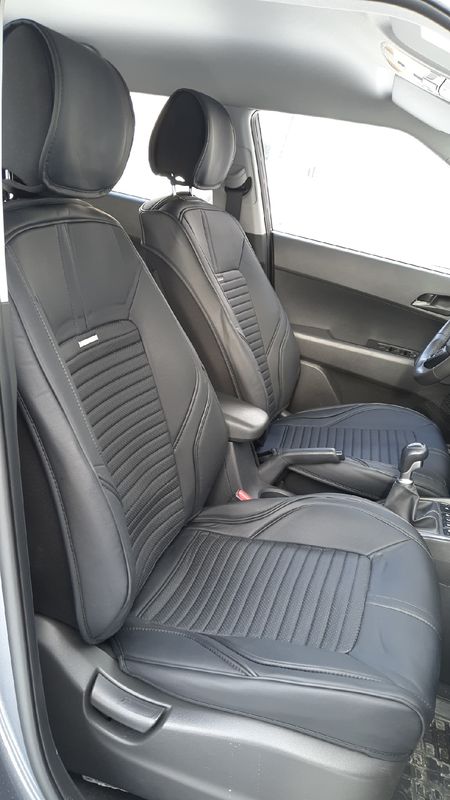 Накидки универсальные CarFashion Sector Leather Plus Premium для авто, цвет Черный/Красный/Черный. Артикул 25025