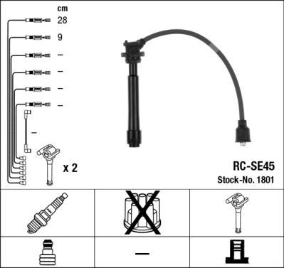 Высоковольтные провода (провода зажигания) (комплект) NGK для Suzuki Ignis I (HT) 2003-2005. Артикул 1801