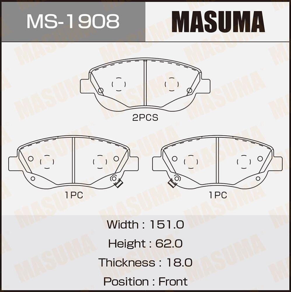 Тормозные колодки Masuma. Артикул MS-1908