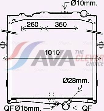 Радиатор охлаждения двигателя AVA. Артикул VL2084