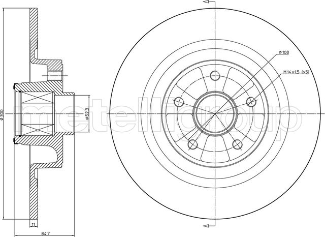 Тормозной диск Metelli задний для Renault Vel Satis I 2002-2009. Артикул 23-1396