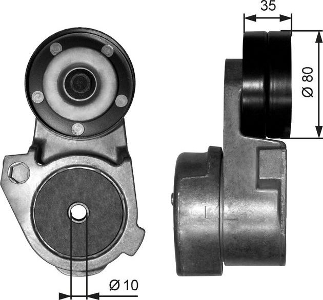 Натяжной ролик (натяжитель) приводного клинового зубчатого ремня Gates FleetRunner™. Артикул T38563