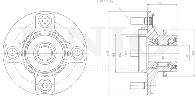 Ступица колеса с интегрированным подшипником (Unio). Артикул HUB-20175
